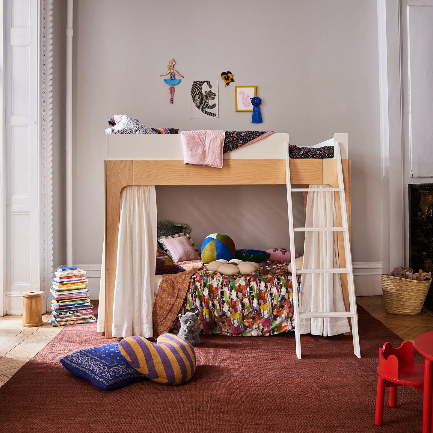 Oeuf NYC Perch Bunk Bed - White & Birch