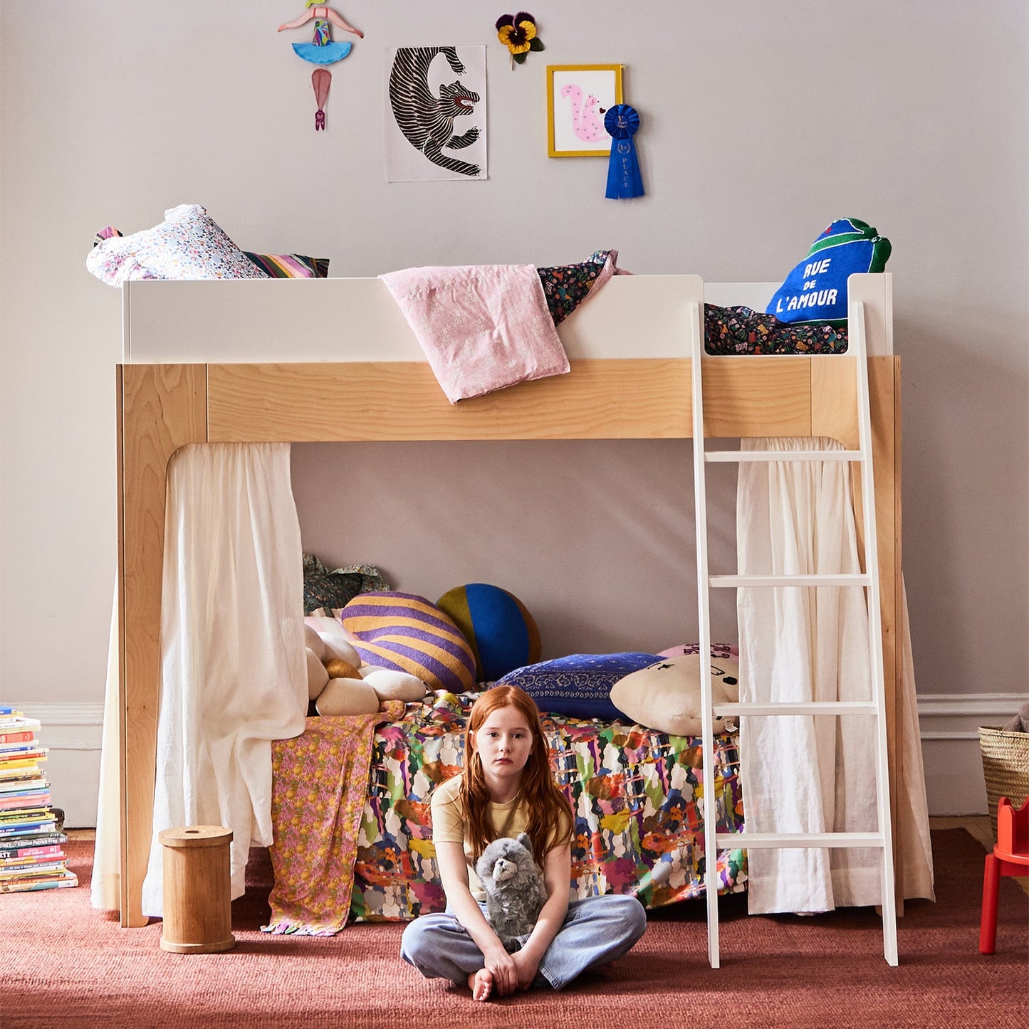 Oeuf NYC Perch Bunk Bed - White & Birch