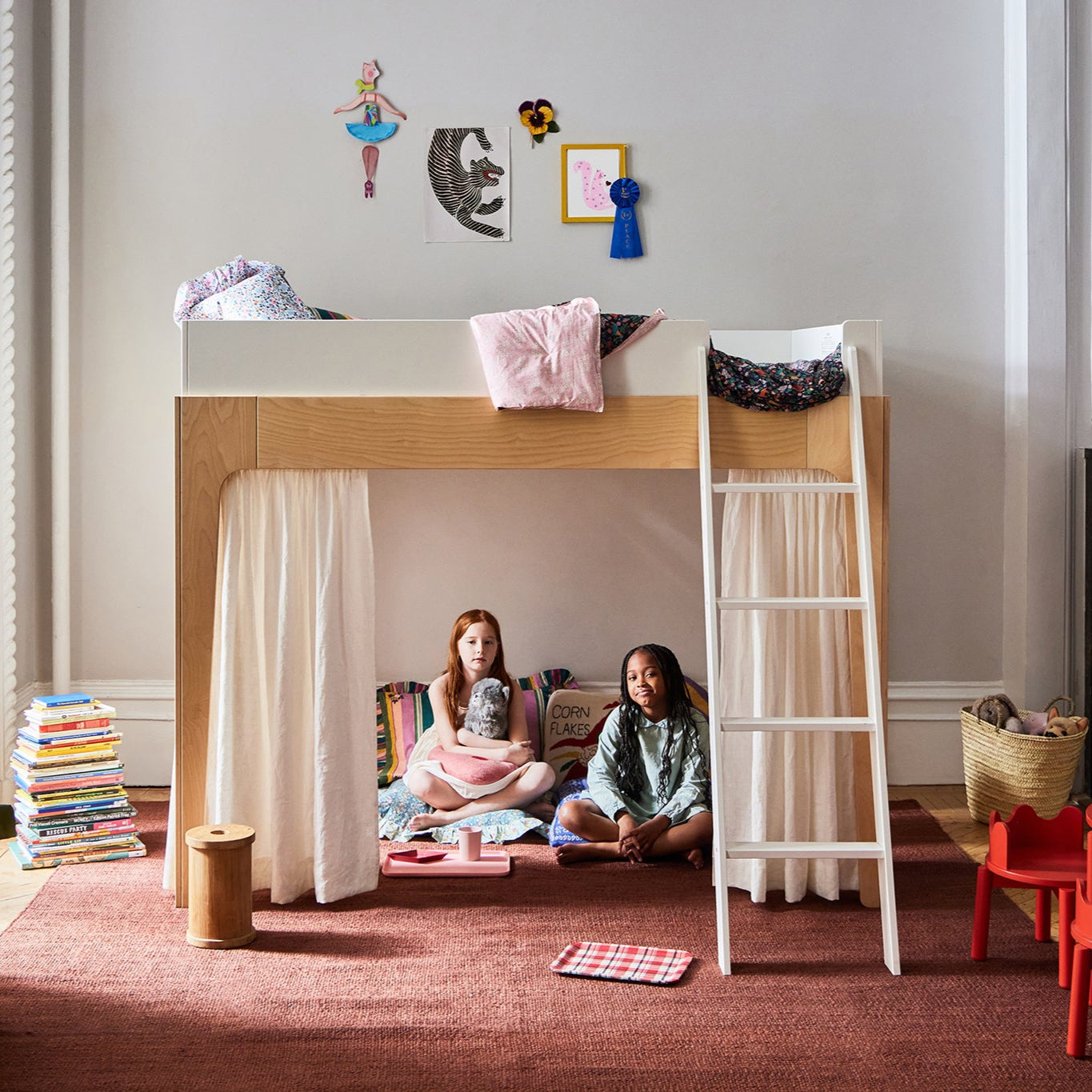 Oeuf NYC Perch Loft Bed - White & Birch