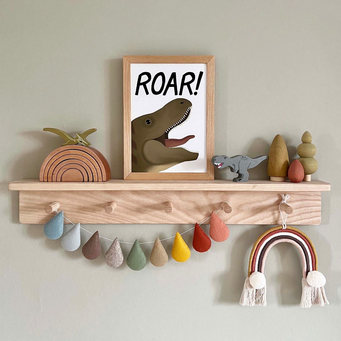 Kid of the Village Roar Dinosaur Art Print - White