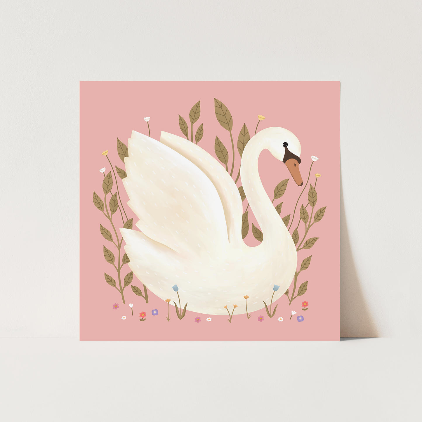 Swan Art Print in Pink by Kid of the Village (2 Sizes Available)