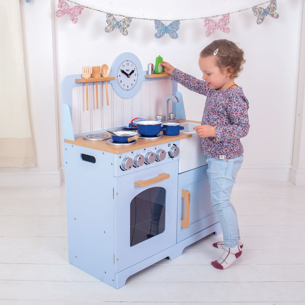 Tidlo Wooden Country Play Kitchen - Blue