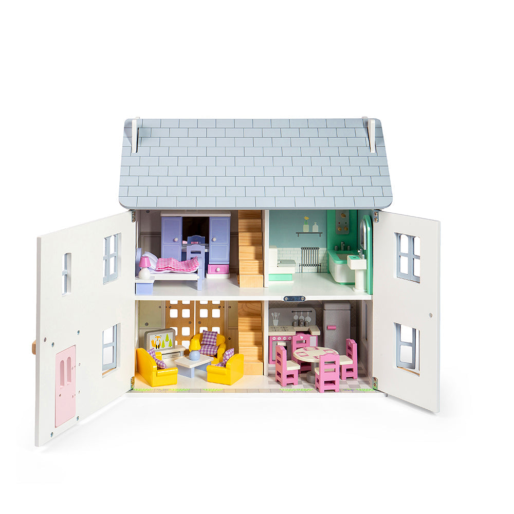 Bigjigs Wooden Summer Dolls House & Furniture