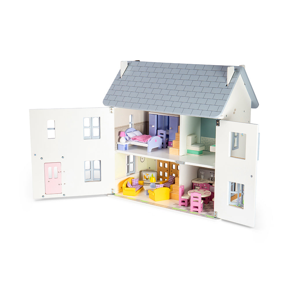 Bigjigs Wooden Summer Dolls House & Furniture