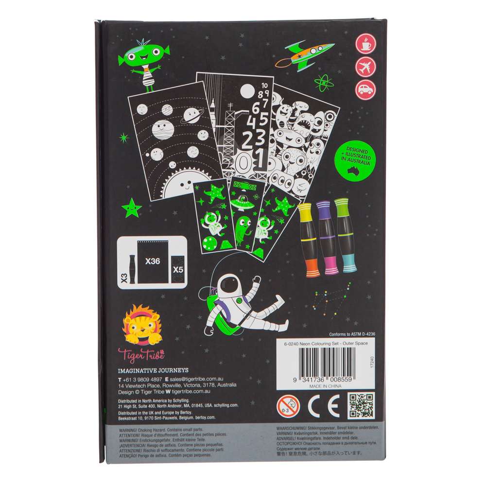 Tiger Tribe Neon Colouring Set - Outer Space
