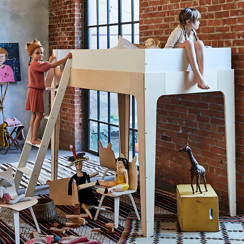 Oeuf NYC Perch Loft Bed - White & Birch