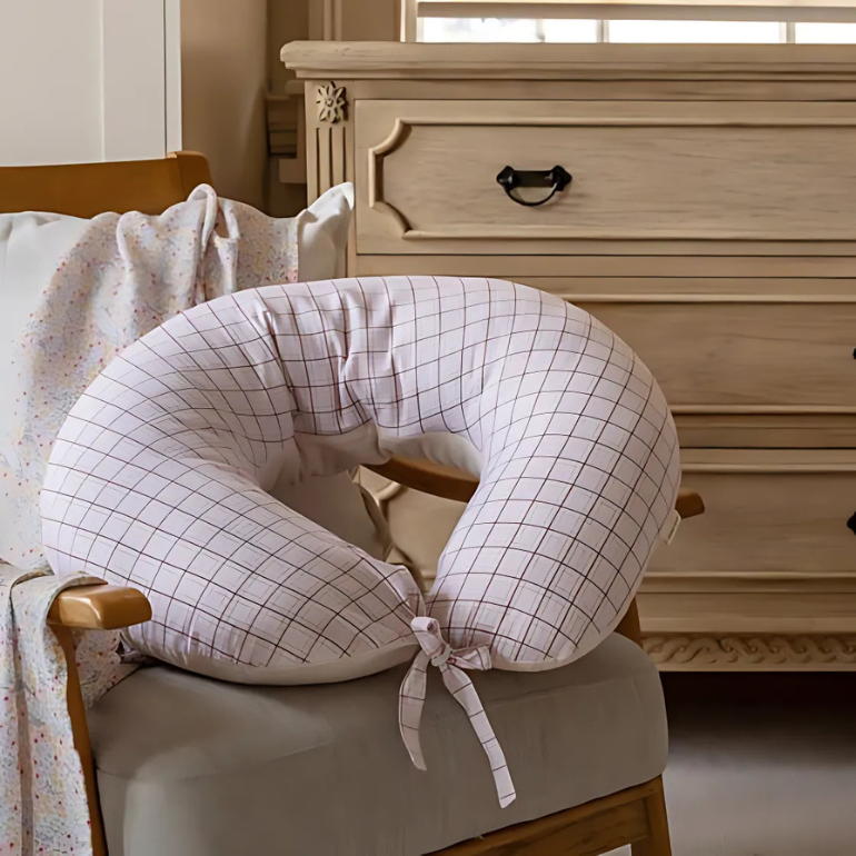 Avery Row Nursing Pillow - Pink Check