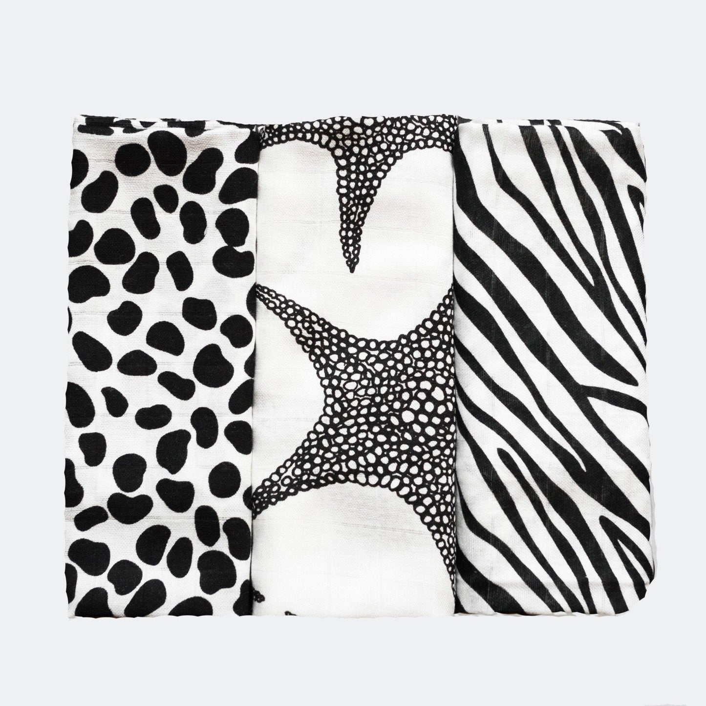 Etta Loves Organic Sensory Muslin Cloths - 3 Pk - Animal Prints
