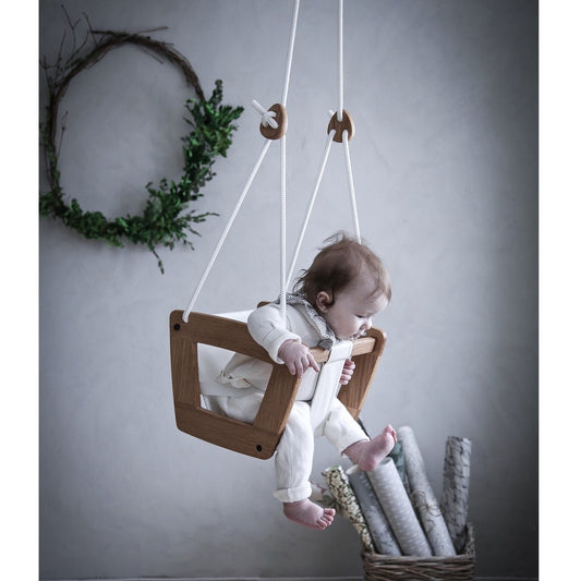 Lillagunga Wooden Indoor Toddler Swing - Oak