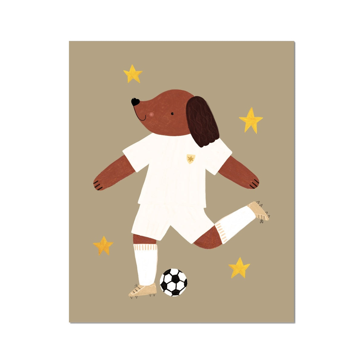 Kid of the Village Footie Pup Art Print - White