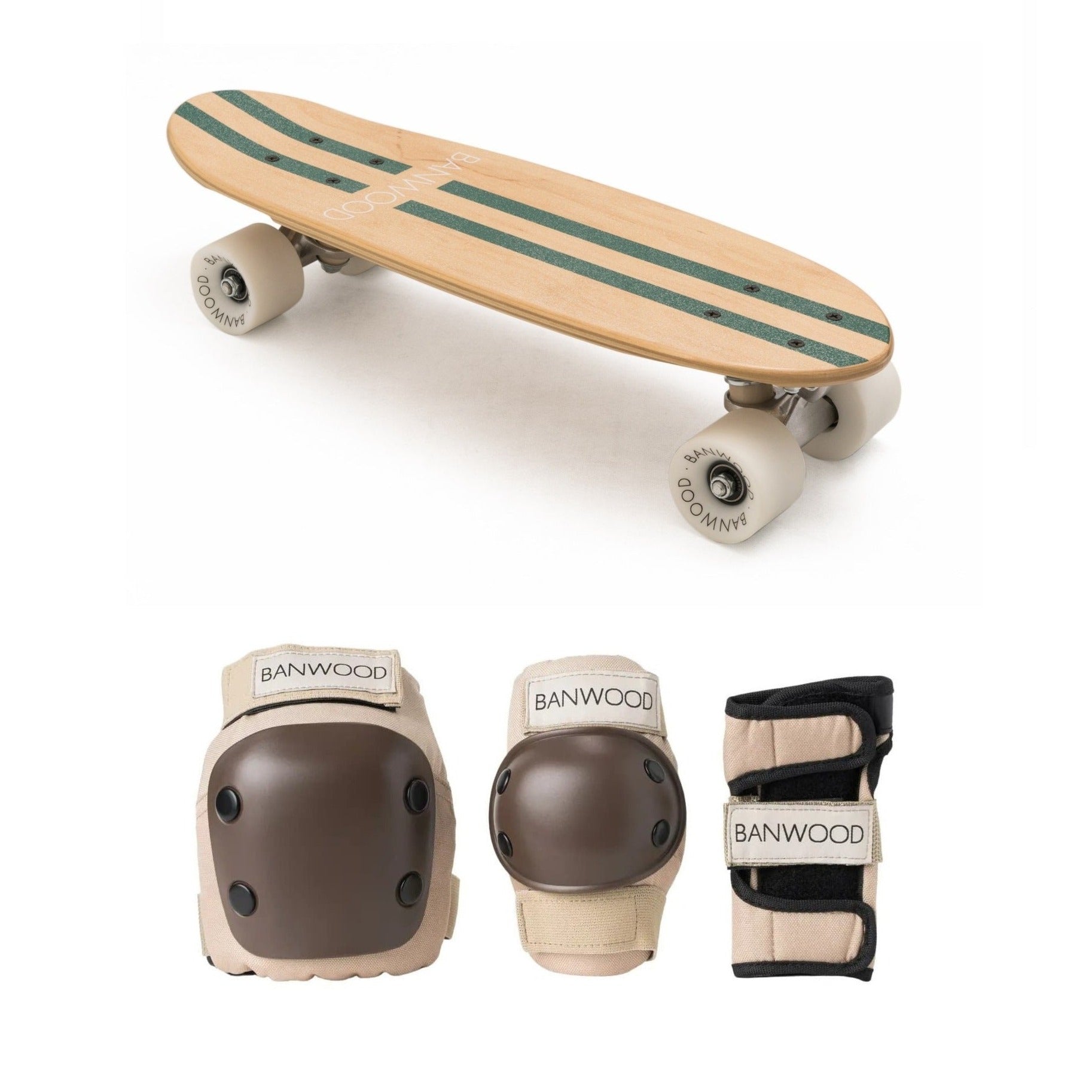 Banwood Skateboard + Protective Gear - Green