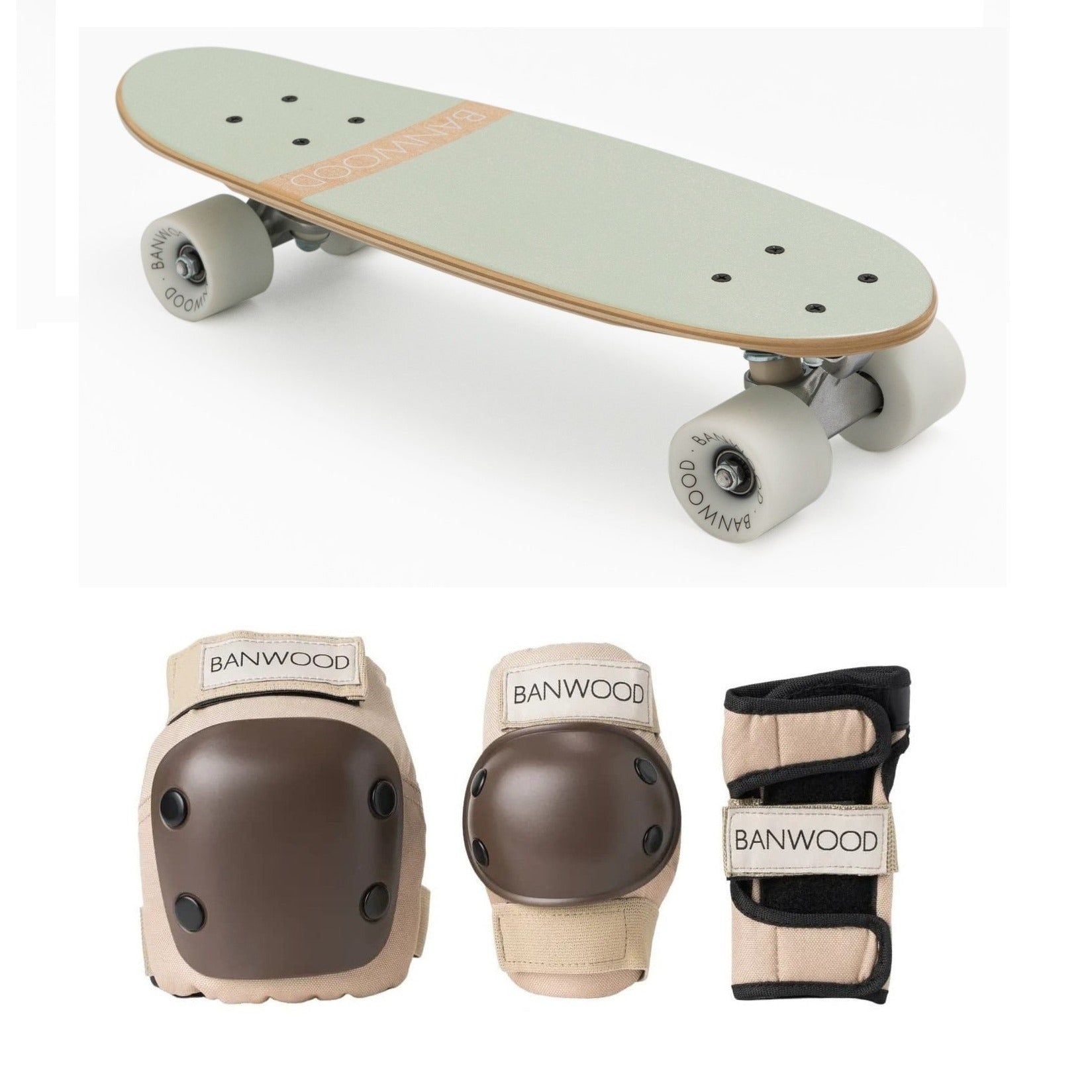 Banwood Skateboard + Protective Gear - Mint