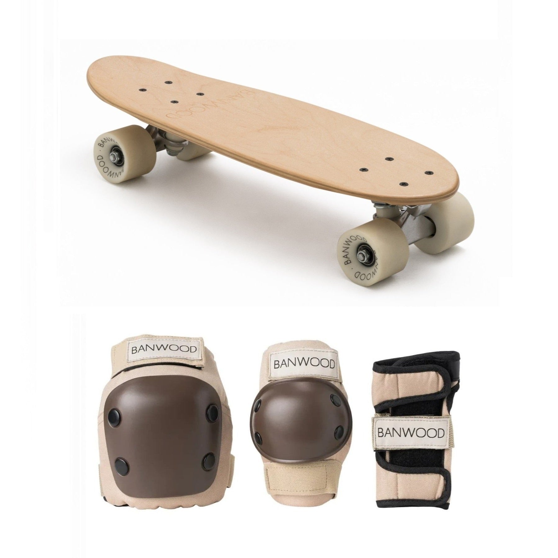 Banwood Skateboard + Protective Gear - Natural