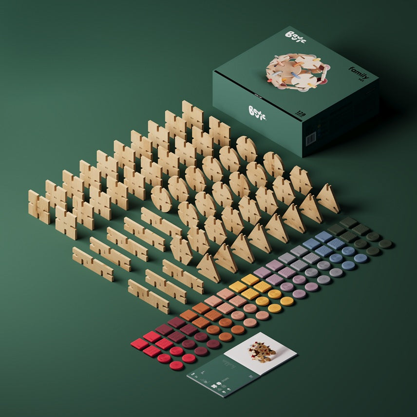 Bavvic Wooden Family Set - 128 Pcs