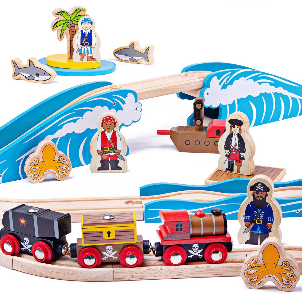 Bigjigs Rail Wooden Pirate Train Set