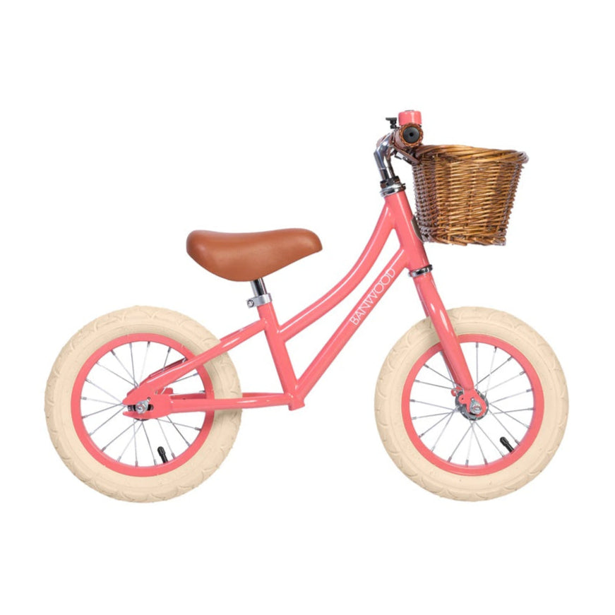 Banwood Balance Bike & Basket - Coral Pink