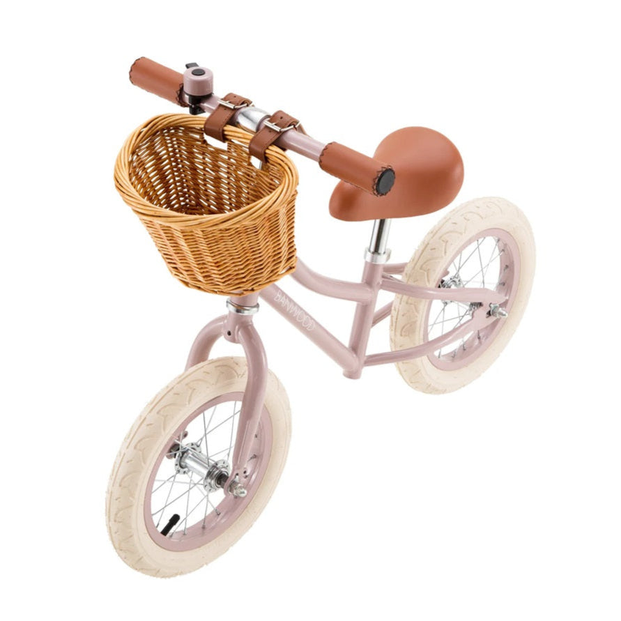 Banwood Balance Bike & Basket - Dusty Pink
