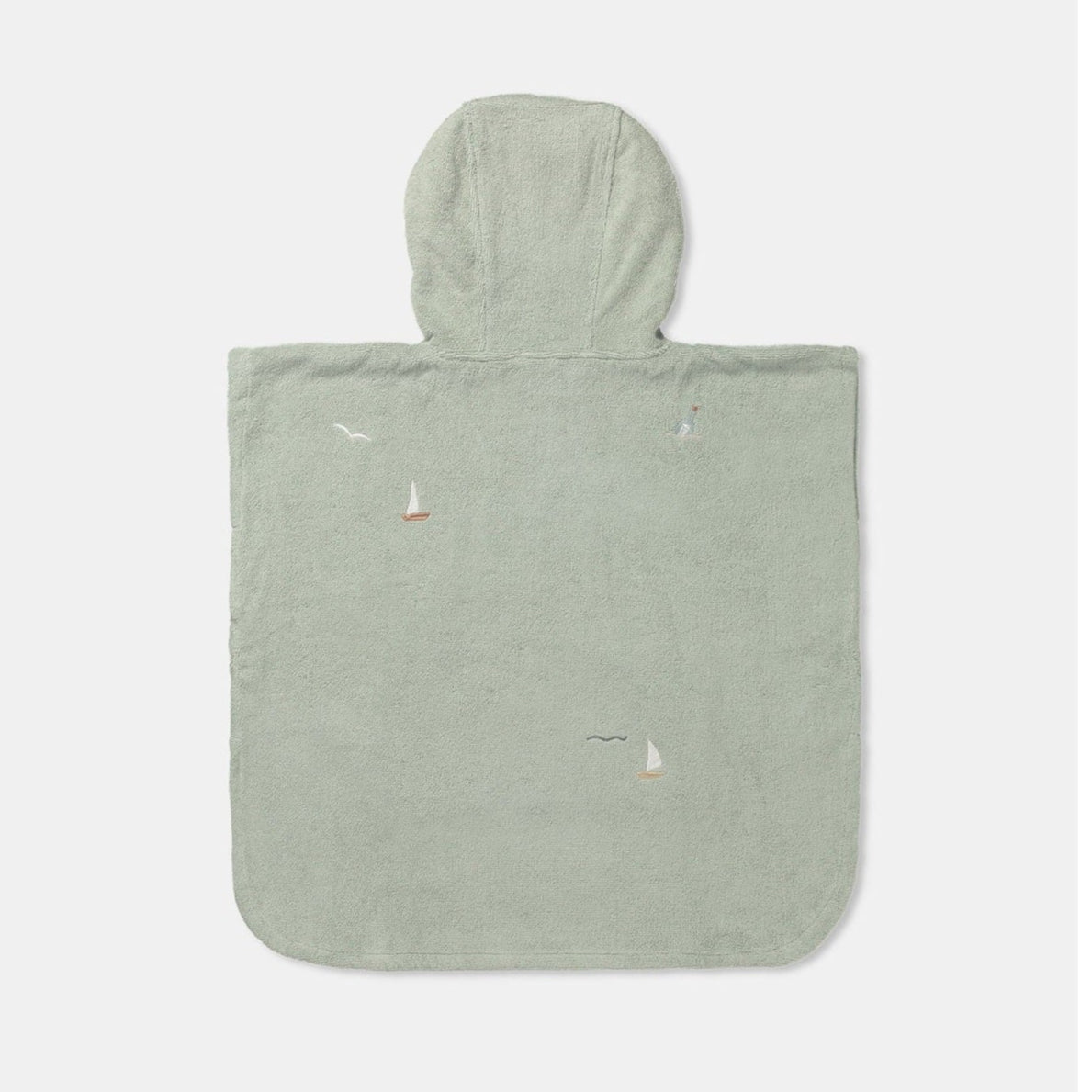 Dear April Puk Bath Poncho - Embroidered Terry - Sailboats