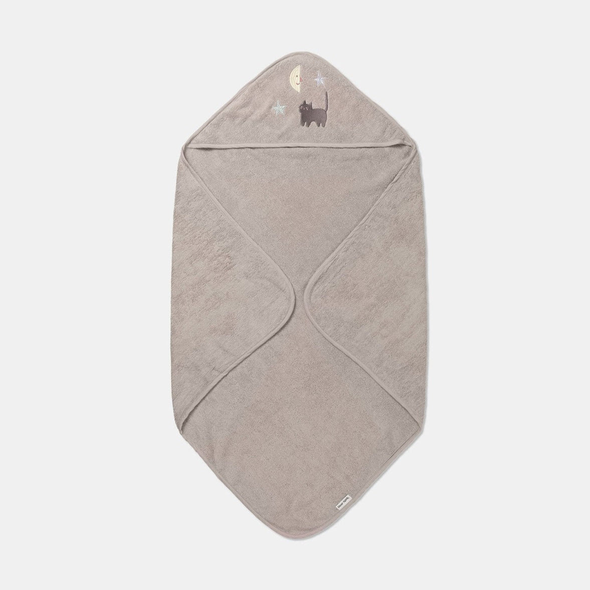 Dear April Petal Hooded Baby Towel - Embroidered Terry - Moon Cat