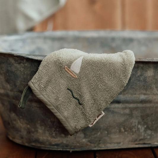 Dear April 2-Pack Paw Bath Gloves - Embroidered Terry - Sailboats