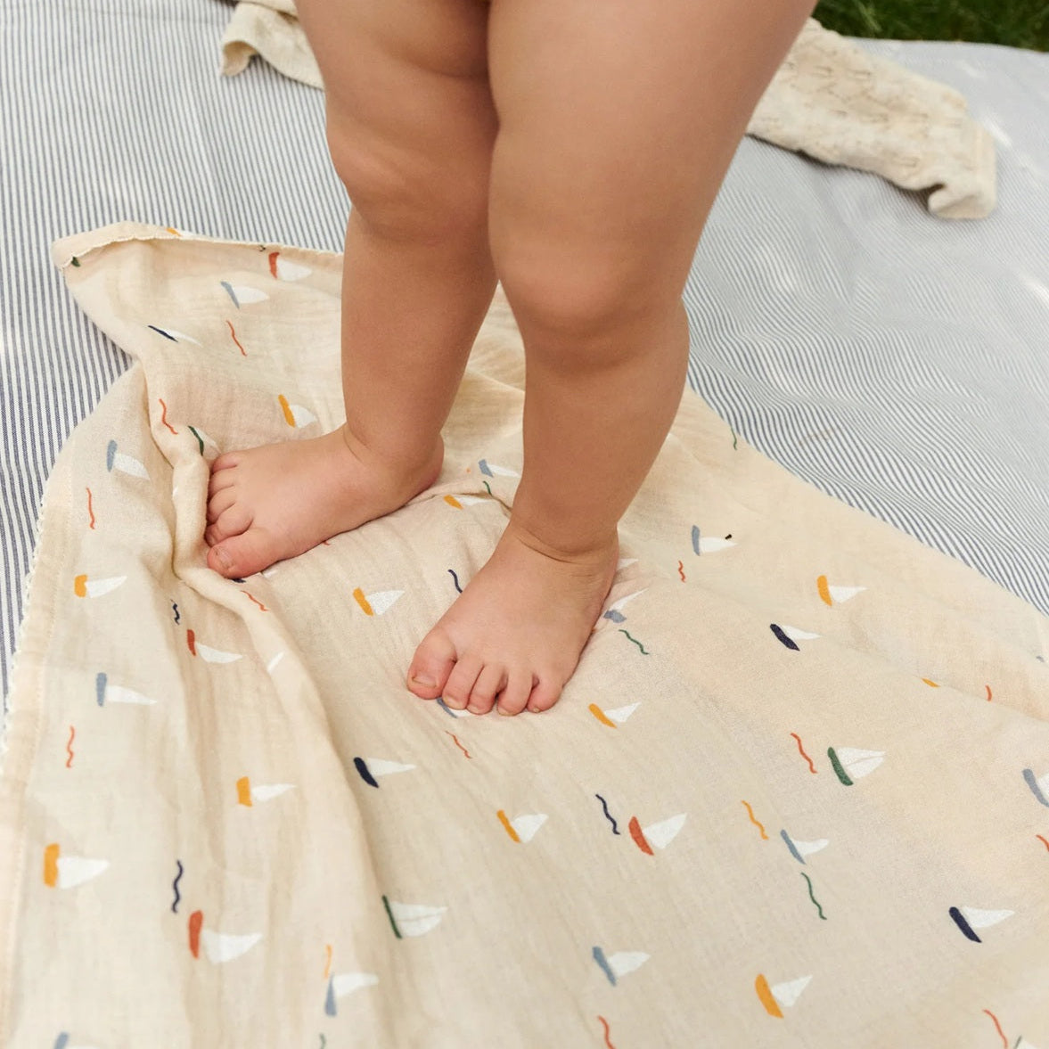 Dear April Mio 3-Pack Organic Muslin Cloths - Pond Boats