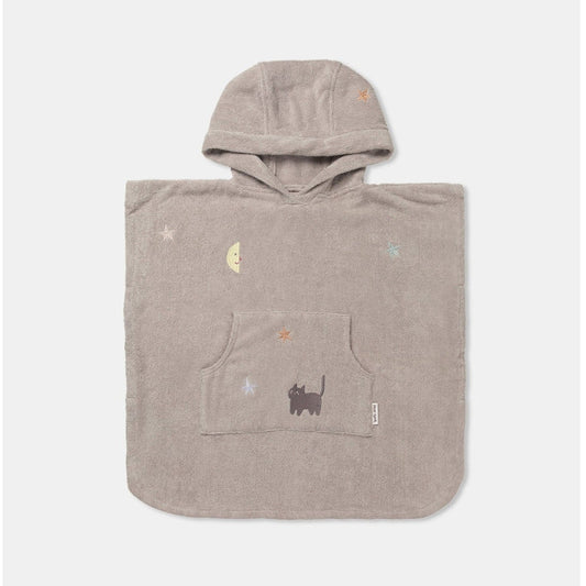 Dear April Puk Bath Poncho - Embroidered Terry - Moon Cat
