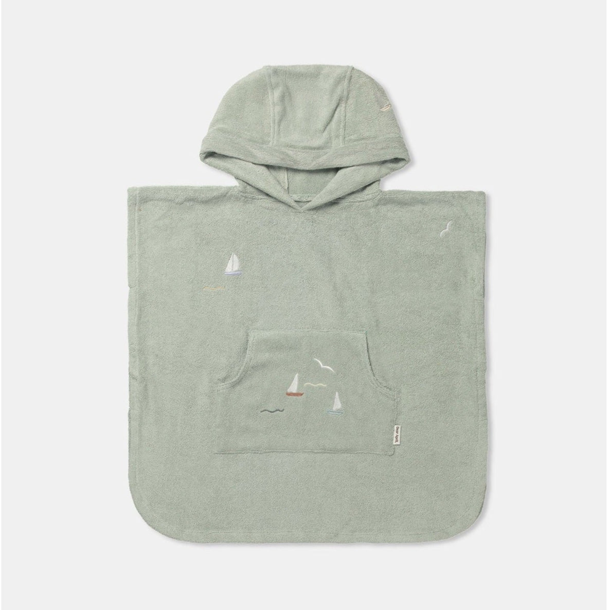 Dear April Puk Bath Poncho - Embroidered Terry - Sailboats