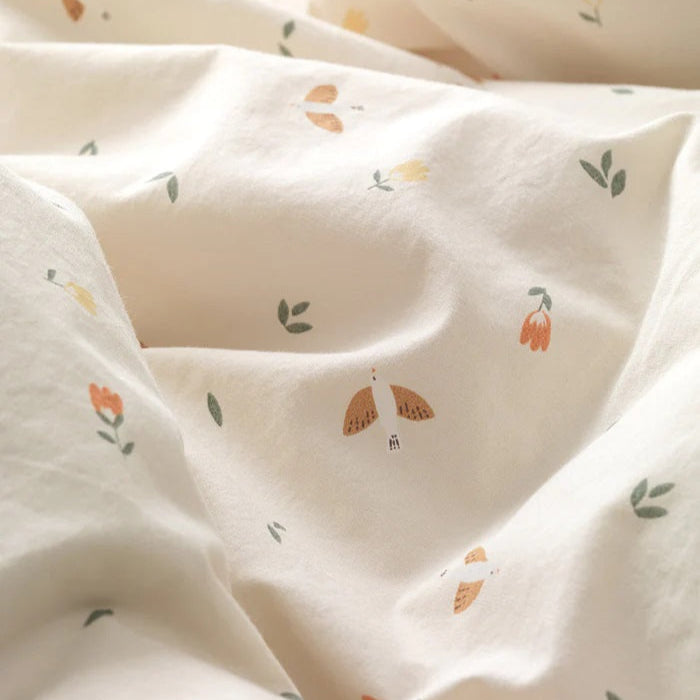 Dear April Organic Single Bedding Set - 140 x 200cm - Songbirds