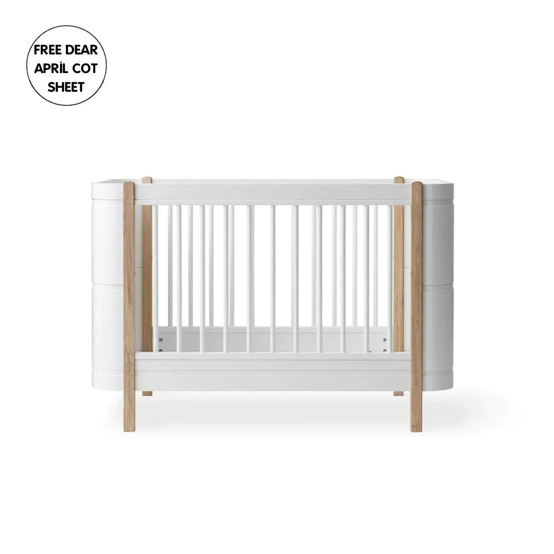 Oliver Furniture Wood Mini+ Cot Bed Incl. Junior Kit - White/Oak