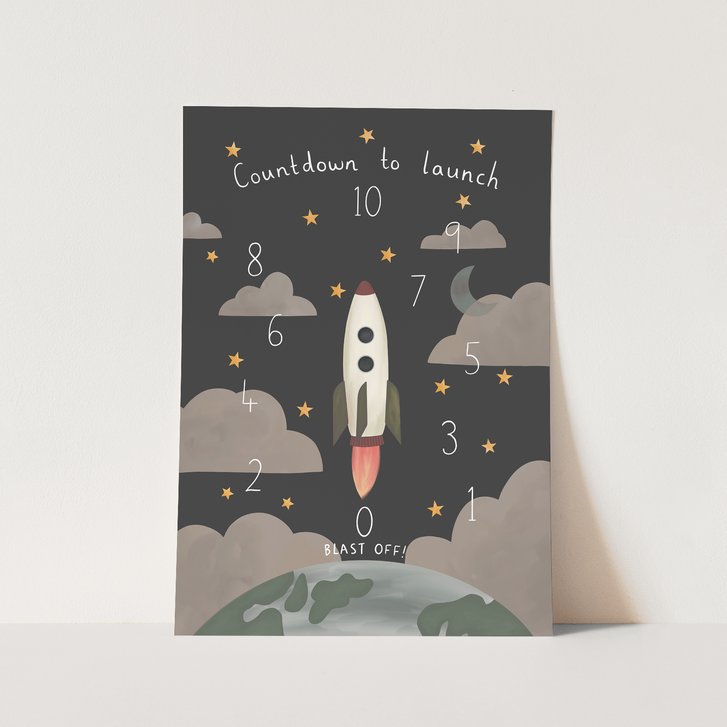 Kid of the Village Countdown to Launch Art Print - Black