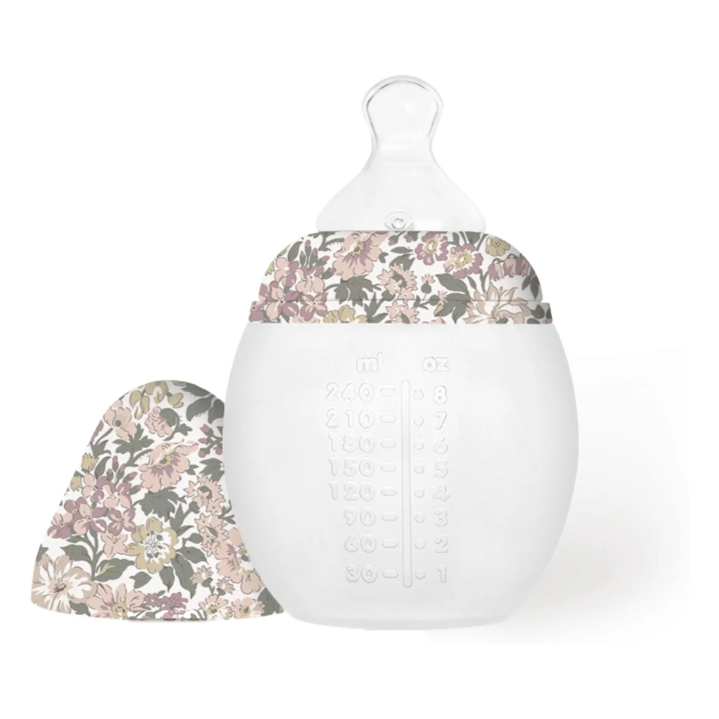Elhee Silicone Baby Bottle - 240ml - Liberty/Honey Dew Pink