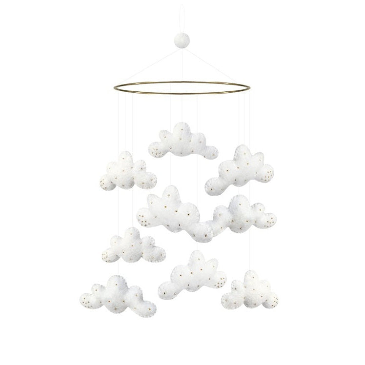 Gamcha Felt Baby Mobile - Clouds - White