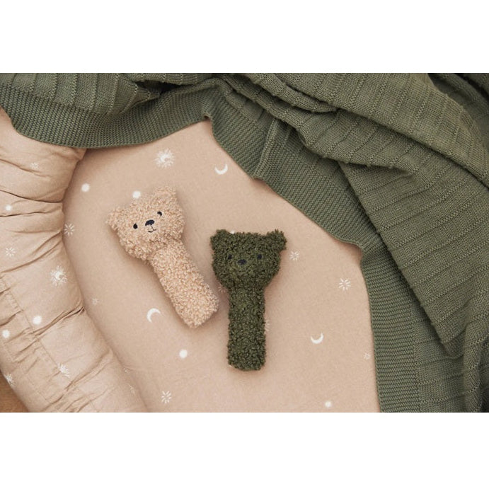 Jollein Soft Baby Rattle - Teddy Bear - Leaf Green