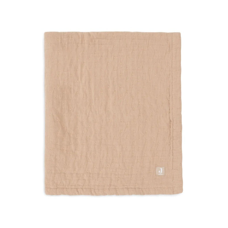 Jollein Organic Muslin Cot Blanket - Jacquard - Biscuit