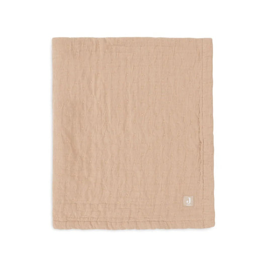 Jollein Organic Muslin Cot Blanket - Jacquard - Biscuit
