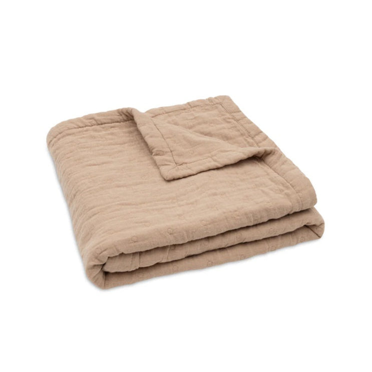 Jollein Organic Muslin Cot Blanket - Jacquard - Biscuit