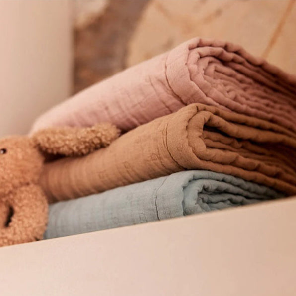 Jollein Organic Muslin Cot Blanket - Jacquard - Biscuit