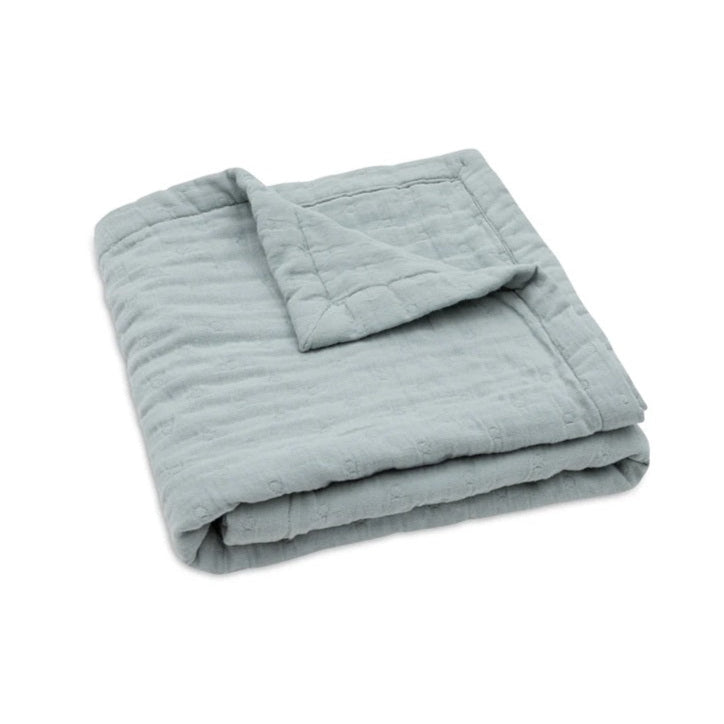 Jollein Organic Muslin Cot Blanket - Jacquard - Sea Green