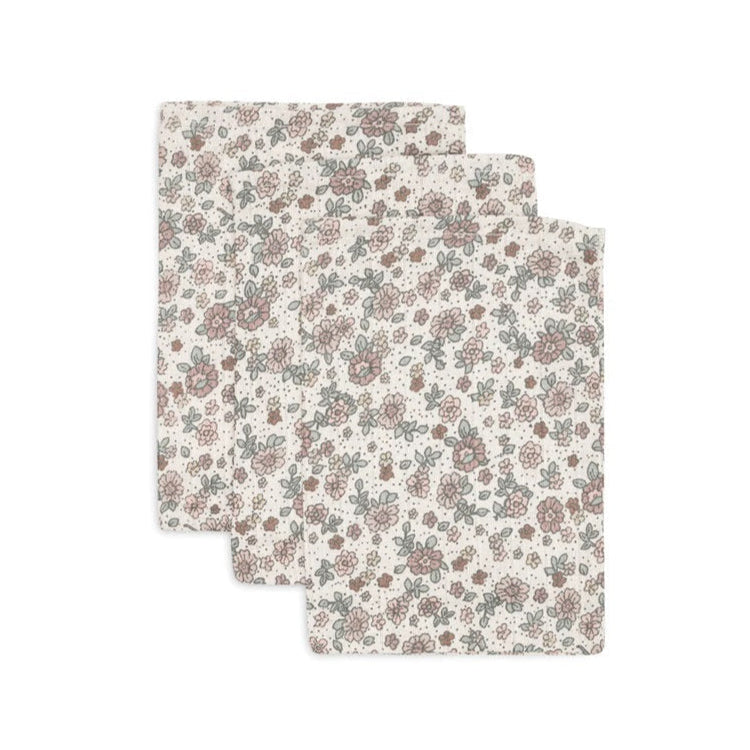 Jollein Organic Muslin Baby Washcloths - 3-Pack - Retro Flowers
