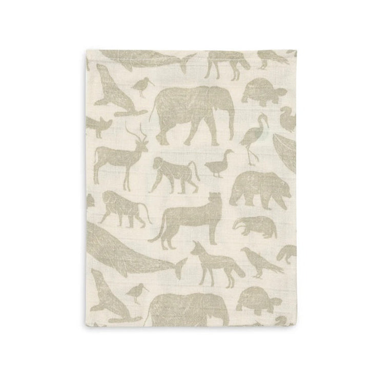 Jollein Organic Muslin Baby Washcloths - 3-Pack - Animals/Olive