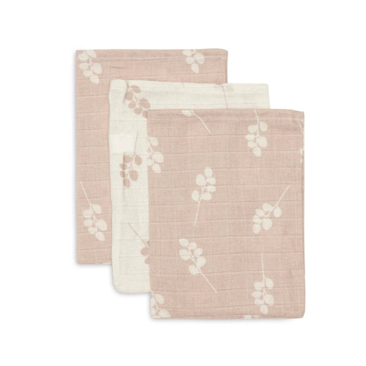 Jollein Organic Muslin Baby Washcloths - 3-Pack - Twig/Wild Rose
