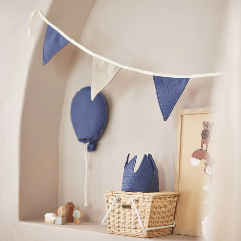 Jollein Cotton Flag Bunting - Blue/Olive