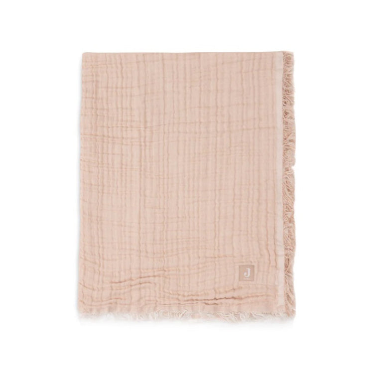 Jollein Organic Muslin Cot Blanket - Fringe - Moonstone/Ivory