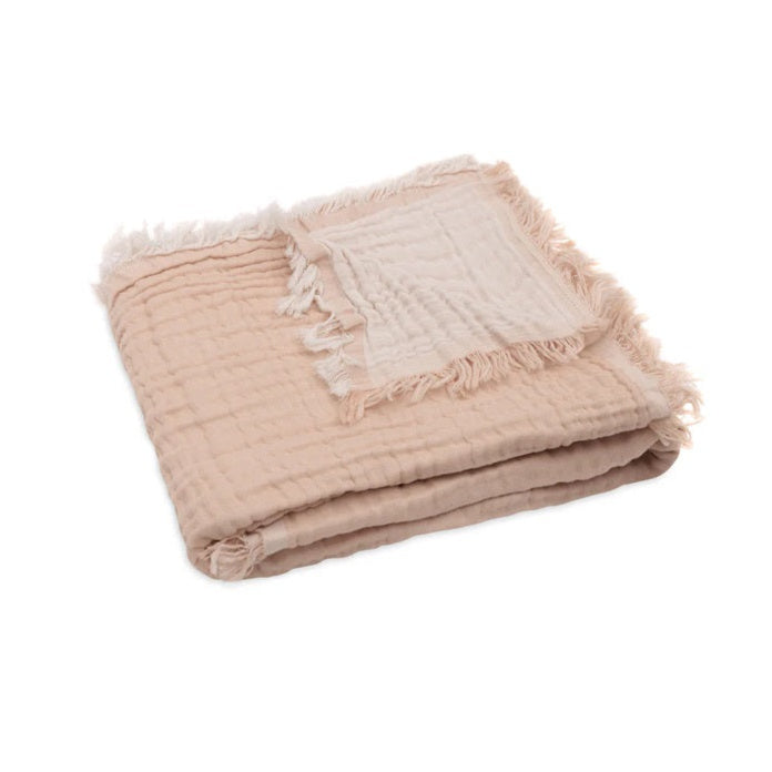 Jollein Organic Muslin Cot Blanket - Fringe - Moonstone/Ivory