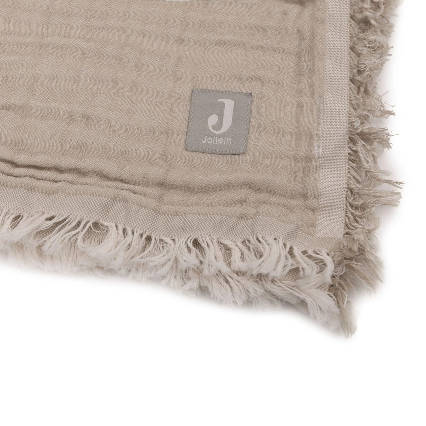 Jollein Organic Muslin Cot Blanket - Fringe - Olive/Ivory