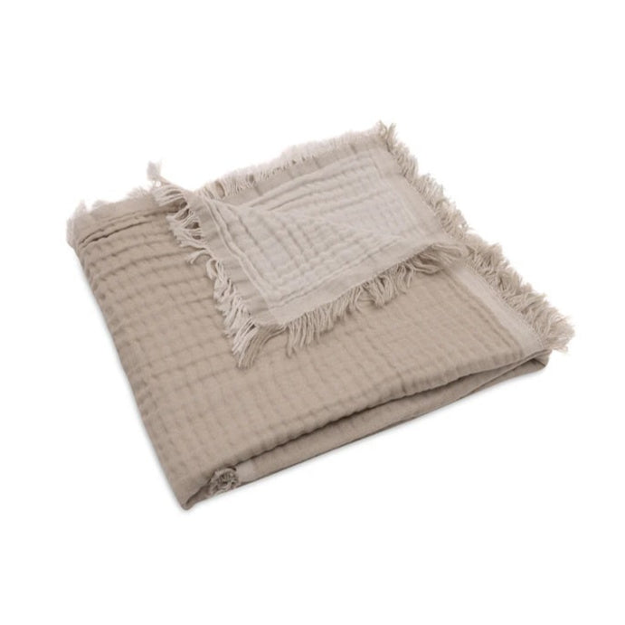 Jollein Organic Muslin Cot Blanket - Fringe - Olive/Ivory