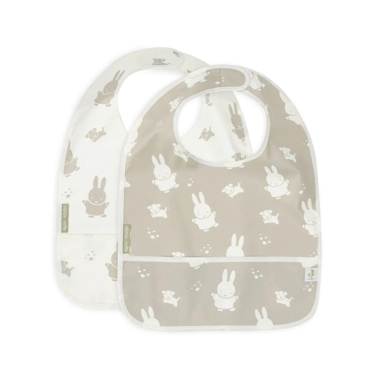 Jollein Waterproof Bib - 2 Pack - Miffy & Snuffy Olive Green