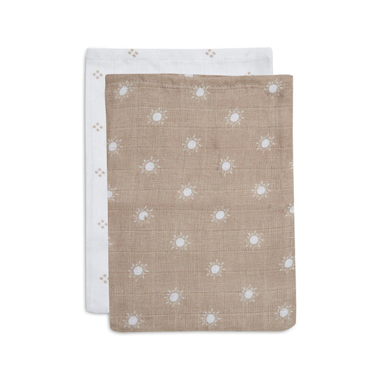 Jollein Organic Muslin Baby Washcloths - 2-Pack - Biscuit