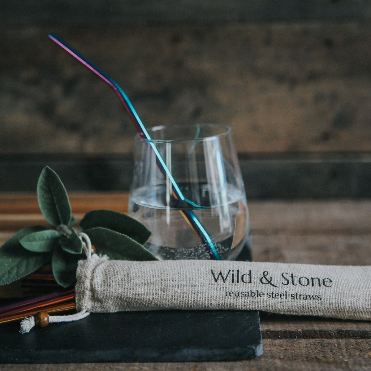 Wild & Stone Reusable Stainless Steel Drinking Straws - Rainbow - 8 Pack