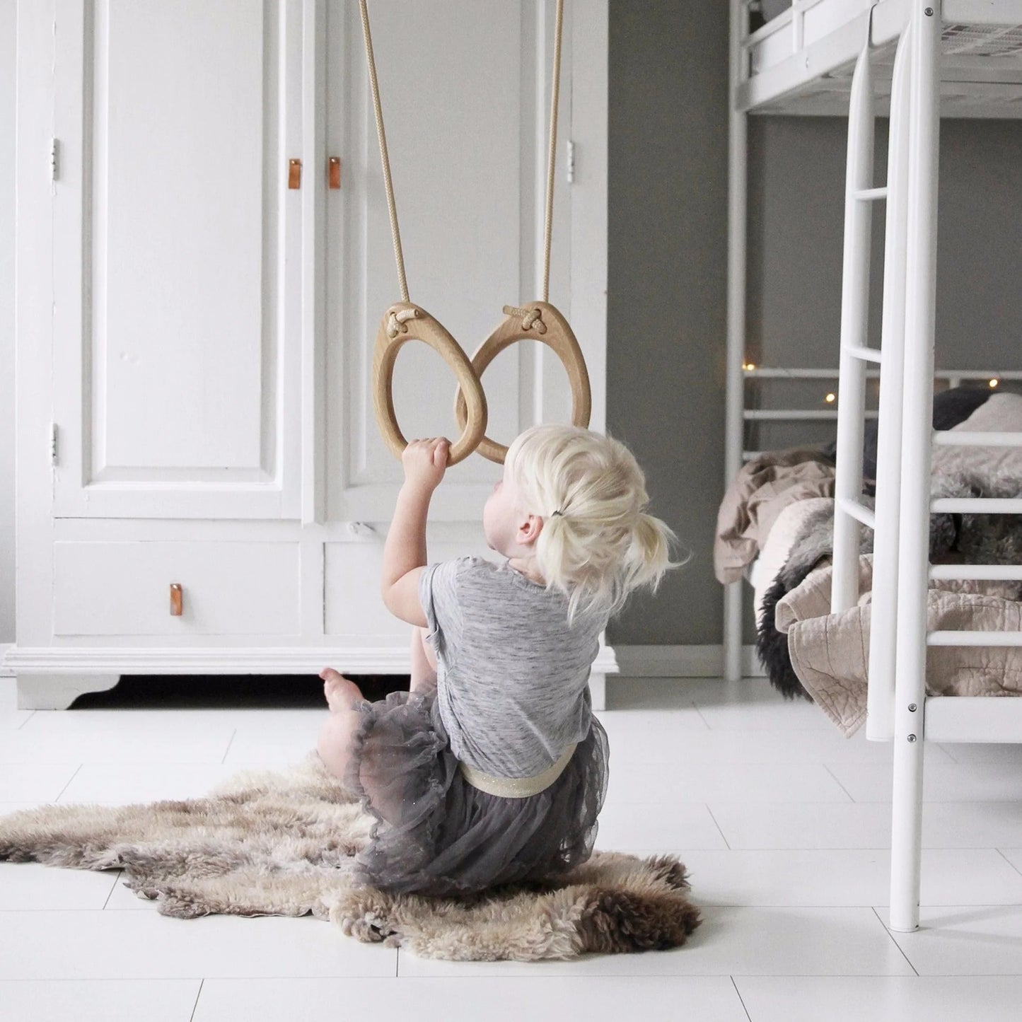 Lillagunga Wooden Indoor Gymnastic Rings - Oak